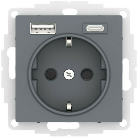 фото Розетка с заземлением с 2 USB  Systeme Electric ATN000732 в Уфе