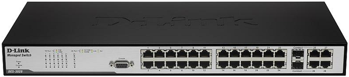 

Коммутатор D-link DES-3028_RFB/A1 24x10/100Base-TX, 2x1000BASE-T, 2xCombo 1000BASE-T/SFP, L2, восстановленный в производственных условиях, DES-3028_RFB/A1