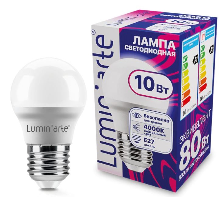 

Лампа Lumin'arte LSTD-G45-10W4KE27 10Вт 4000K E27, LSTD-G45-10W4KE27