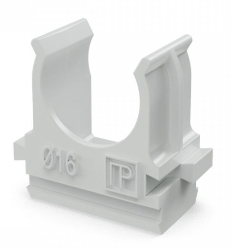 Изображение товара Клипса для крепления труб ПВХ и гофрированных диаметр 16 мм 100 шт