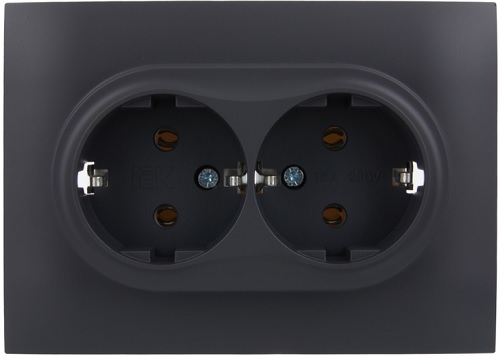 

Розетка двухместная с заземлением в сборе IEK SK-R21-16-K48-F SKANDY без защитных шторок 16А SK-R08T титан, SK-R21-16-K48-F