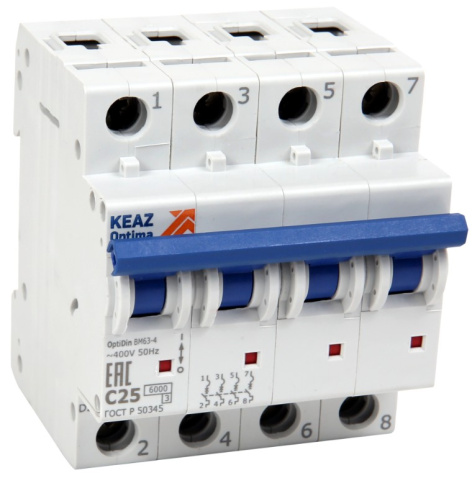Изображение товара Автоматический выключатель КЭАЗ 4 полюса для промышленных и бытовых схем