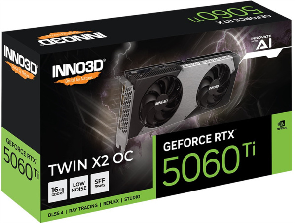 фото Видеокарта Inno3D GeForce RTX 5060 TI TWIN X2 OC (N506T2-16D7X-191073N) в Екатеринбурге