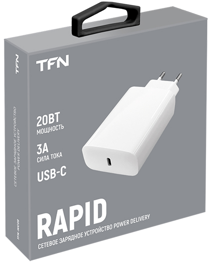 

Зарядное устройство сетевое TFN TFN-WC09 Type-C PD 20W б/кабеля white, TFN-WC09