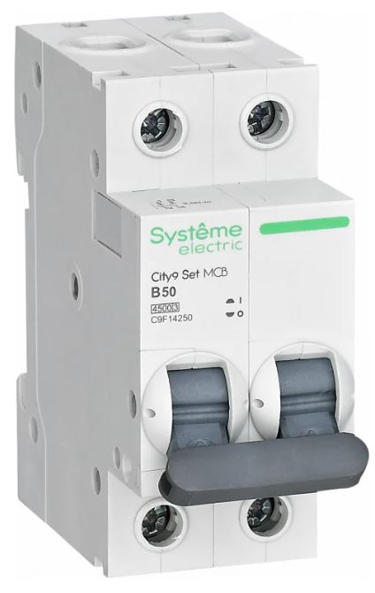 

Автоматический выключатель Systeme Electric C9F14250 City9 Set B 50А 2P 4.5kA 230В, C9F14250