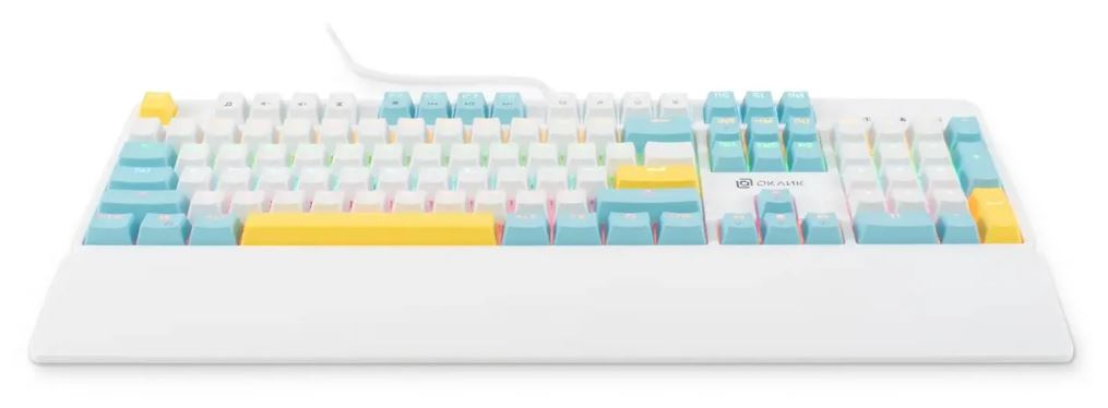 

Клавиатура Oklick K951X 1901079 белая, USB Multimedia LED (подставка для запястья), SNK Brown, 104 кл., 1,8 м, K951X