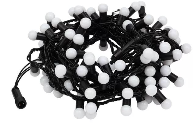 

Гирлянда NEON-NIGHT 303-596 мультишарики 23мм 10м 80 LED теплый белый черный каучук IP67 постоянное свечение 230В нужен блок 315-000, 303-596