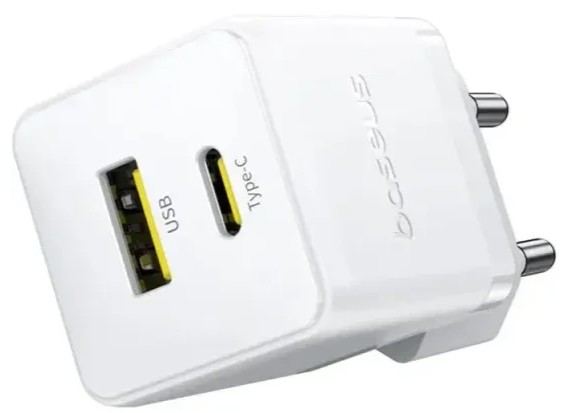 

Зарядное устройство сетевое Baseus Palm P10111608213-01 C+U 20W EU Moon White (with Cable USB-C to USB-C 60W 1m Moon White), Palm