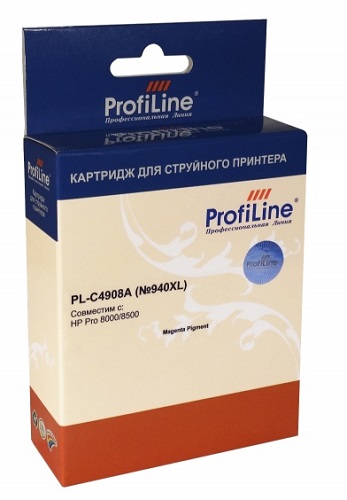 

Картридж ProfiLine PL-C4908A-M №940XL для принтеров HP Officejet Pro 8000/8500 Magenta пигмент ProfiLine, PL-C4908A-M