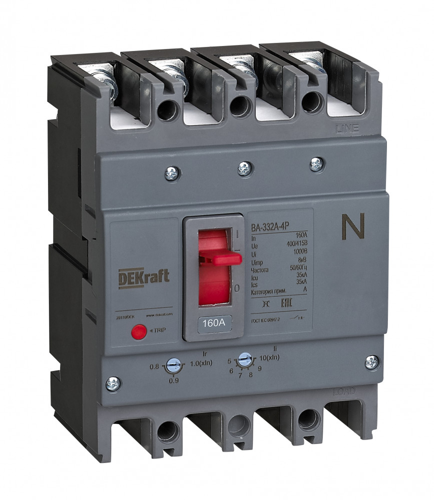

Автоматический выключатель в литом корпусе DEKraft 28115DEK 4P 80A 35кА ВА-332А, 28115DEK