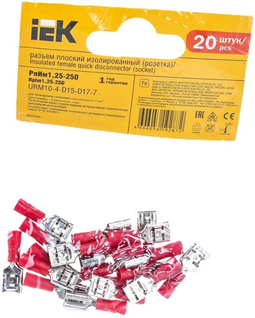 

Разъем IEK URM10-4-D15-D17-7 РпИм 1,25-250 плоский (20шт/упак), URM10-4-D15-D17-7