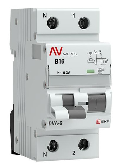 

Автомат дифференциальный EKF rcbo6-1pn-16B-300-ac-av DVA-6 1P+N 16А (B) 300мА (AC) 6кА AVERES, rcbo6-1pn-16B-300-ac-av