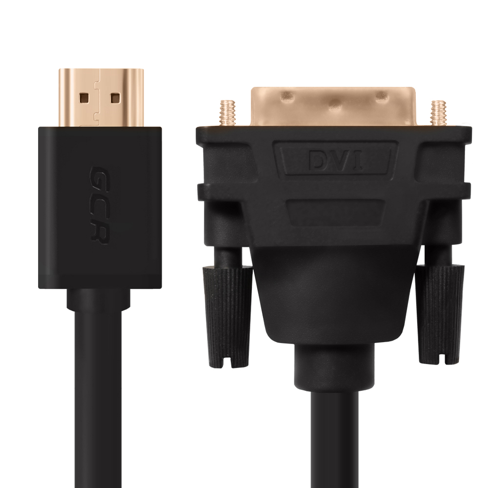 

Кабель интерфейсный HDMI-DVI GCR GCR-HD2DVI1-0.5m 04001, HDMI-DVI черный, OD7.3mm, 28/28 AWG, позолоч. контакты, 19M/25M double link, тройной экран, GCR-HD2DVI1-0.5m