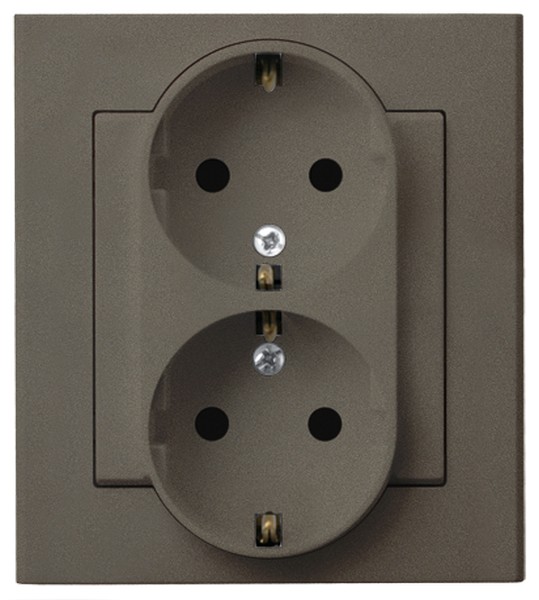 

Розетка Ospel GP-2RS/40 двойная, с заземлением Schuko, 16A, 250V, 3520W, IP-20, клеммы винтовые, шоколадный металлик, GP-2RS/40