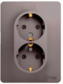 

Розетка Schneider Electric GSL001224 GLOSSA двойная с заземлением в сборе (платина), GSL001224
