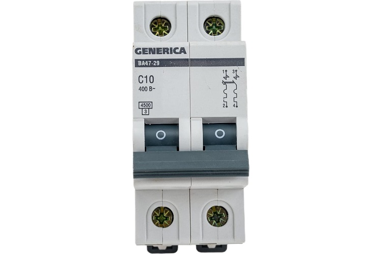 

Автоматический выключатель IEK MVA25-2-010-C Generica 10A тип C 4.5kA 2П 400В 2мод серый (1шт), MVA25-2-010-C