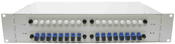 фото Кросс оптический стоечный 19" стационарный 2U TELCORD КСу-32-2U 32-FC/MM-32-FC/UPC-MM62,5-1-КУ-GY в Санкт-Петербургe