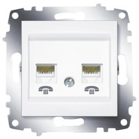 

Розетка ABB 619-010200-222 Cosmo информационная TF 2 поста RJ 11 + RJ 11, 50В, IP20 (белая), 619-010200-222