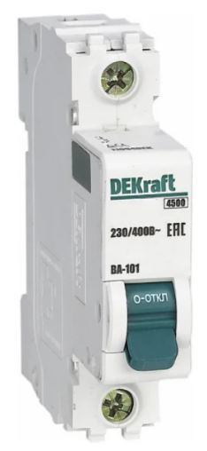 

Автоматический выключатель DEKraft 11100DEK 1Р 6А х-ка D ВА-101 4,5кА, 11100DEK