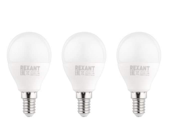 

Лампа светодиодная Rexant 604-209-3 шарик (GL) 11,5Вт E14 1093Лм 6500K холодный свет (3 шт/уп), 604-209-3