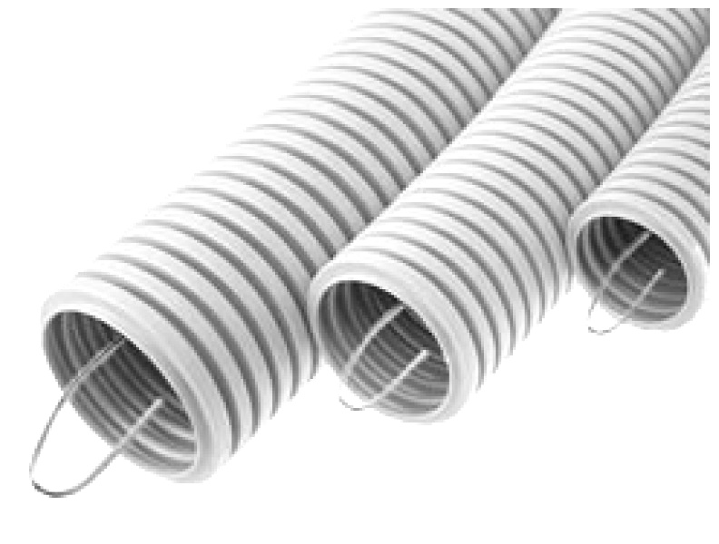 

Труба гофрированная тяжёлая Ecoplast 21132HFR-W HFFR, с зондом, без галогена, ПЛЛ диам. 32мм ПВ-0 цвет белый (25м), 21132HFR-W