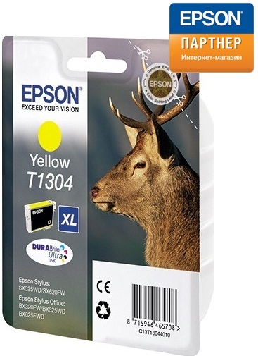 

Картридж Epson C13T13044010/C13T13044012 для Epson Stylus Office BX625FWD/PX660/SX525WD/ WF-7525/B42WD жёлтый 765 стр, C13T13044010/C13T13044012