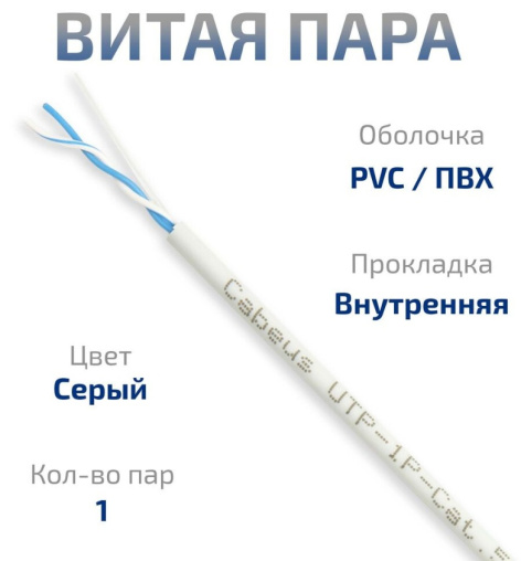 фото Кабель витая пара U/UTP 5e кат. 1 пара Cabeus UTP-1P-Cat.5e-SOLID-20 в Воронеже