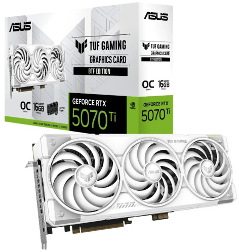 фото Видеокарта ASUS GeForce RTX 5070 TI TUF BTF OC WHITE (TUF-RTX5070TI-O16G-BTFWHITE) в Уфе