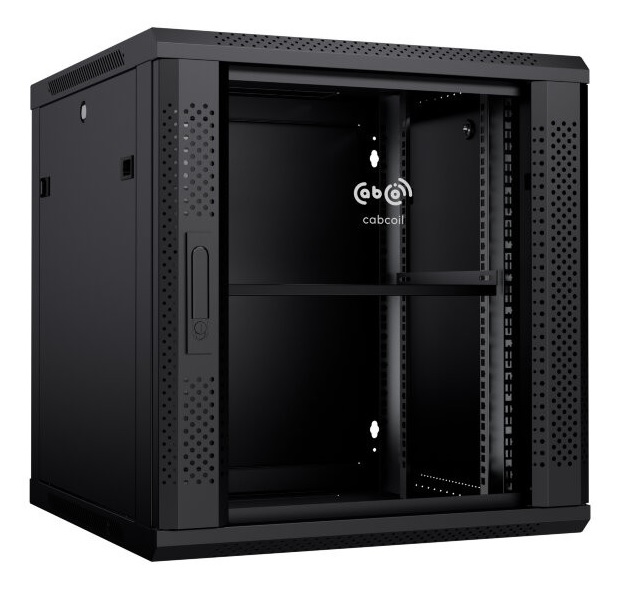 

Шкаф настенный 19", 15U Cabcoil CC-WL-15.6.6-G-BK 600x600x769, дверь стекло в металлической раме, цвет черный, CC-WL-15.6.6-G-BK