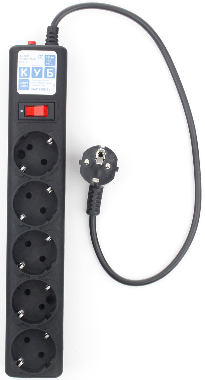 

Сетевой фильтр Power Cube SPG5-С2 1,9 м 5 розеток (черный графит) 10А/2,2кВт, SPG5-С2