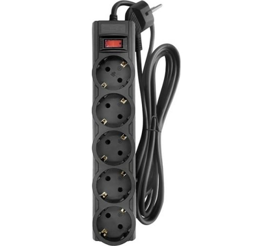 

Сетевой фильтр CBR CSF 2505-5.0 Black CB 5 евророзеток, длина кабеля 5 метров, цвет чёрный (коробка), CSF 2505-5.0 Black CB