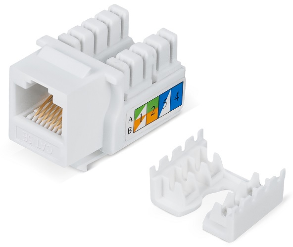 

Модуль Cabeus KJ-RJ45-Cat.5E-90 (вставка) Keystone Jack RJ-45, категория 5e, заделка тип 110, белая, KJ-RJ45-Cat.5E-90