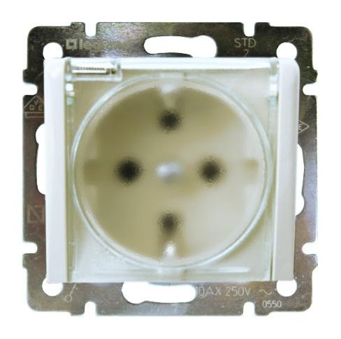 

Розетка Legrand 774220 Valena с заземлением, с крышкой и защитными шторками, 2К+3,16А, 250В, IP44 (белая), 774220