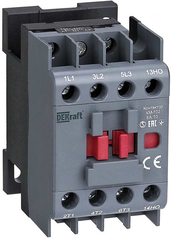 

Контактор DEKraft 22054DEK 6А 24В АС3 АС4 1НЗ КМ-102, 22054DEK