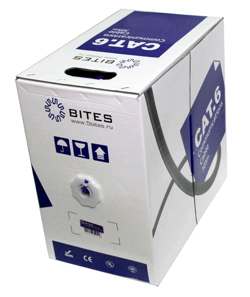 

Кабель витая пара U/UTP 6 кат. 4 пары 5bites US6575-305A 23AWG, медь, одножильный(solid), ПВХ, серый, уп/305м, US6575-305A