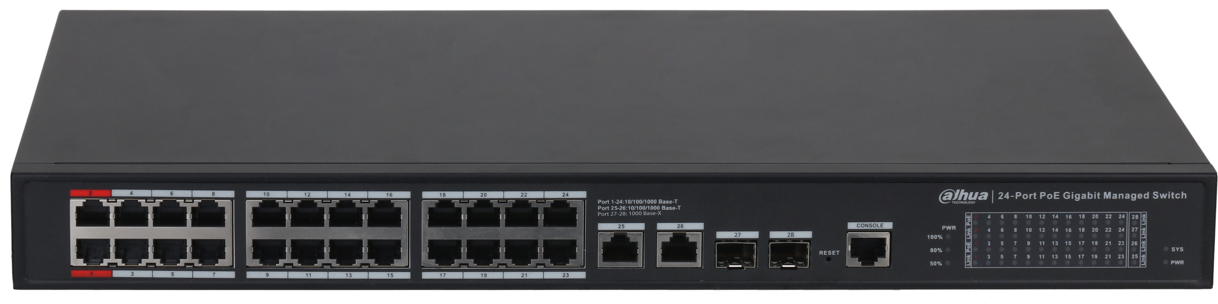 

Коммутатор Dahua DH-CS4228-24GT-240 24-портовый гигабитный PoE с функцией облачного управления, DH-CS4228-24GT-240