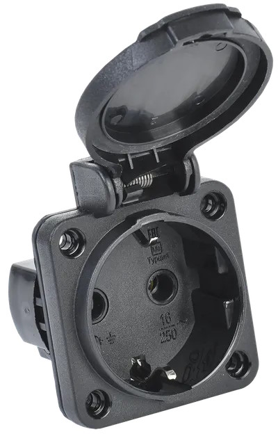 

Розетка панельная IEK PSN71-016-3-2-54-K02 MAGNUM 2P+PE 16А IP54 РП14-3 с защ. крышкой с заземл. черная, PSN71-016-3-2-54-K02