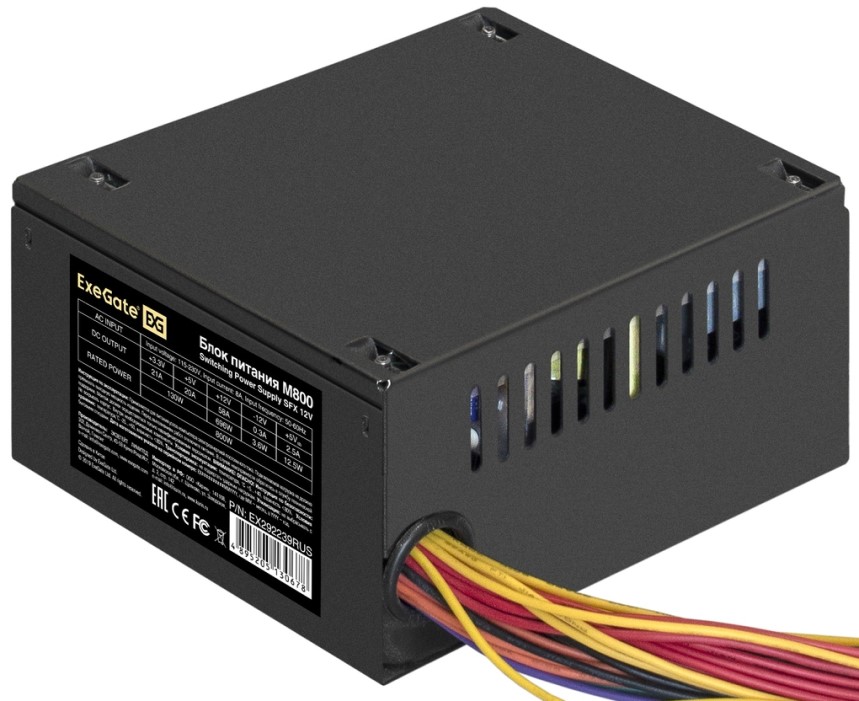 

Блок питания SFX Exegate EX292239RUS 800W, APFC, 80 PLUS Silver, 80mm fan, EX292239RUS