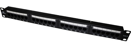 

Коммутационная панель Datarex DR-4003 19" 1U Cat 6 UTP 24хRJ45, 568A/В, черный, DR-4003
