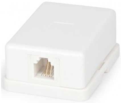 

Розетка настенная Cablexpert TA-101 телефонная RJ-11 (6P4C) внешняя 1 порт, белая, TA-101