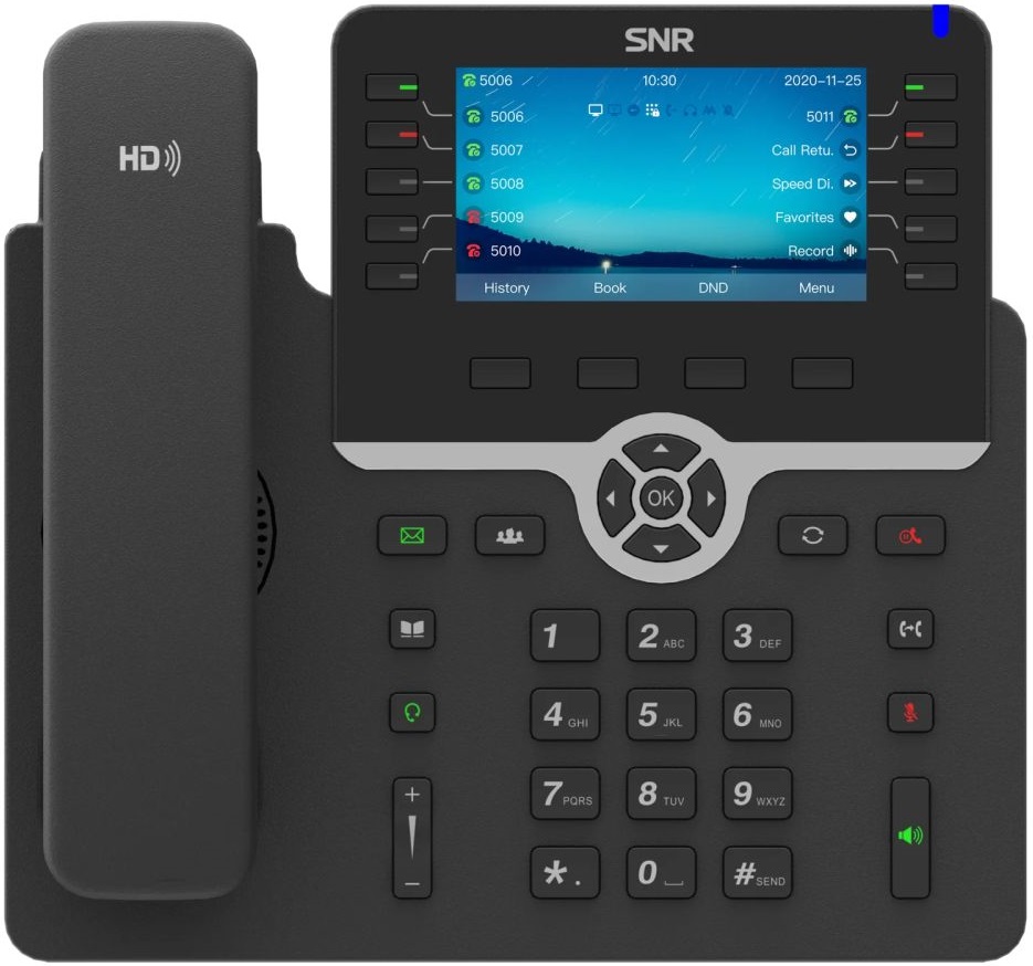 

Телефон VoiceIP SNR SNR-VP-77-CG-P 20 SIP-аккаунтова, цветной дисплей, GigE, PoE, без БП, SNR-VP-77-CG-P