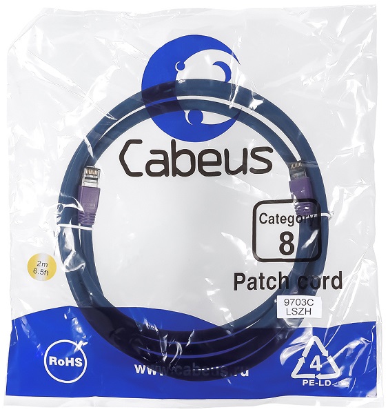 

Кабель патч-корд SSTP 8 кат. 2м Cabeus PC-SSTP-RJ45-Cat.8-2m-LSZH 2xRJ45/8p8c, экранированный, синий, LSZH, PC-SSTP-RJ45-Cat.8-2m-LSZH