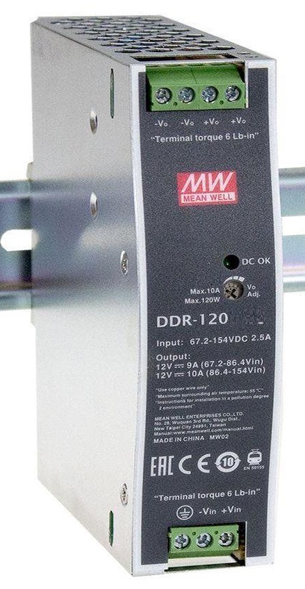 

Преобразователь DC-DC модульный Mean Well DDR-120A-48 Монтаж: на DIN рейку; P вых: 100 Вт, DDR-120A-48