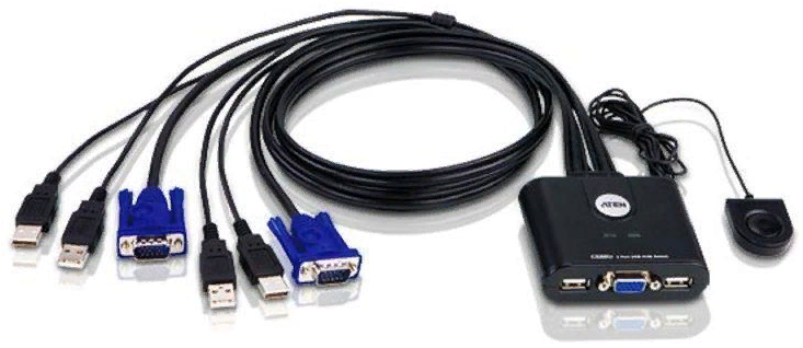 

Консоль KVM CS22U-AT ATEN 2-Port USB VGA Cable KVM Switch with Remote Port Selector, CS22U-AT