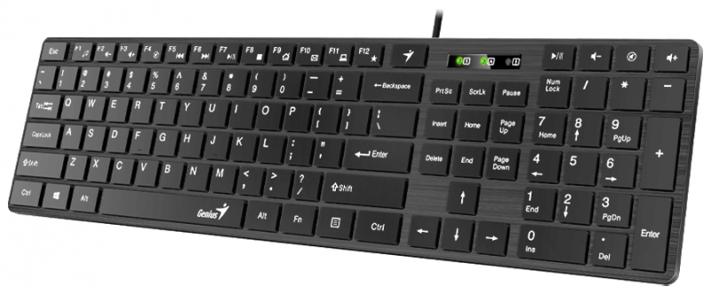 

Клавиатура Genius SlimStar 126 31310017417 проводная мультимедийная, USB, 104 клавиши, 9 горячих кнопок, влагозащищенная, тонкие клавиши клавиши, кабе, SlimStar 126
