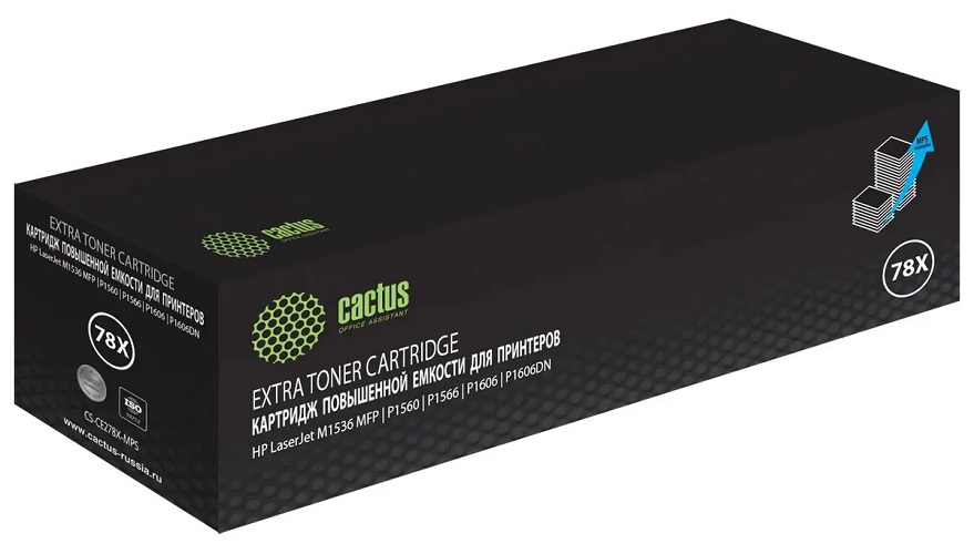 

Картридж Cactus CS-CE278X-MPSXL CE278A/726/728 черный (8000стр.) для HP LJ M1536 MFP/P1560/P1566/P1606;Canon LBP6200D/6230dw/FAXPHOHE L100/L190/i-SENS, CS-CE278X-MPSXL