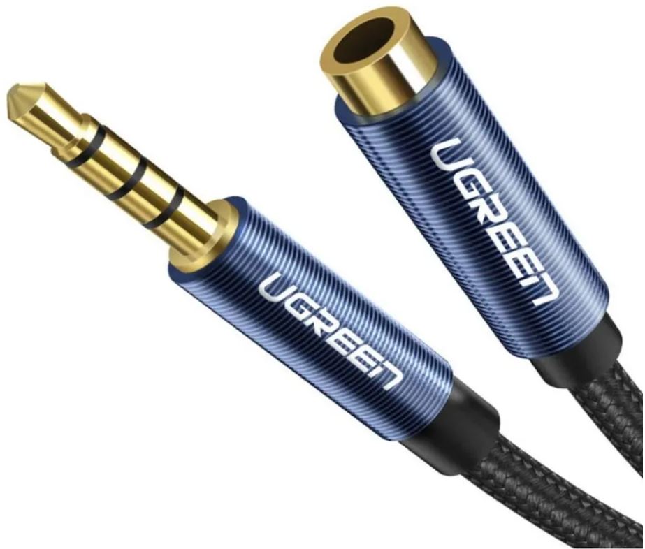 

Удлинитель UGREEN AV118 кабеля (40674) 3.5mm Male to 3.5mm Female Extension Cable, длина: 1,5м, цвет: черный/синий, AV118
