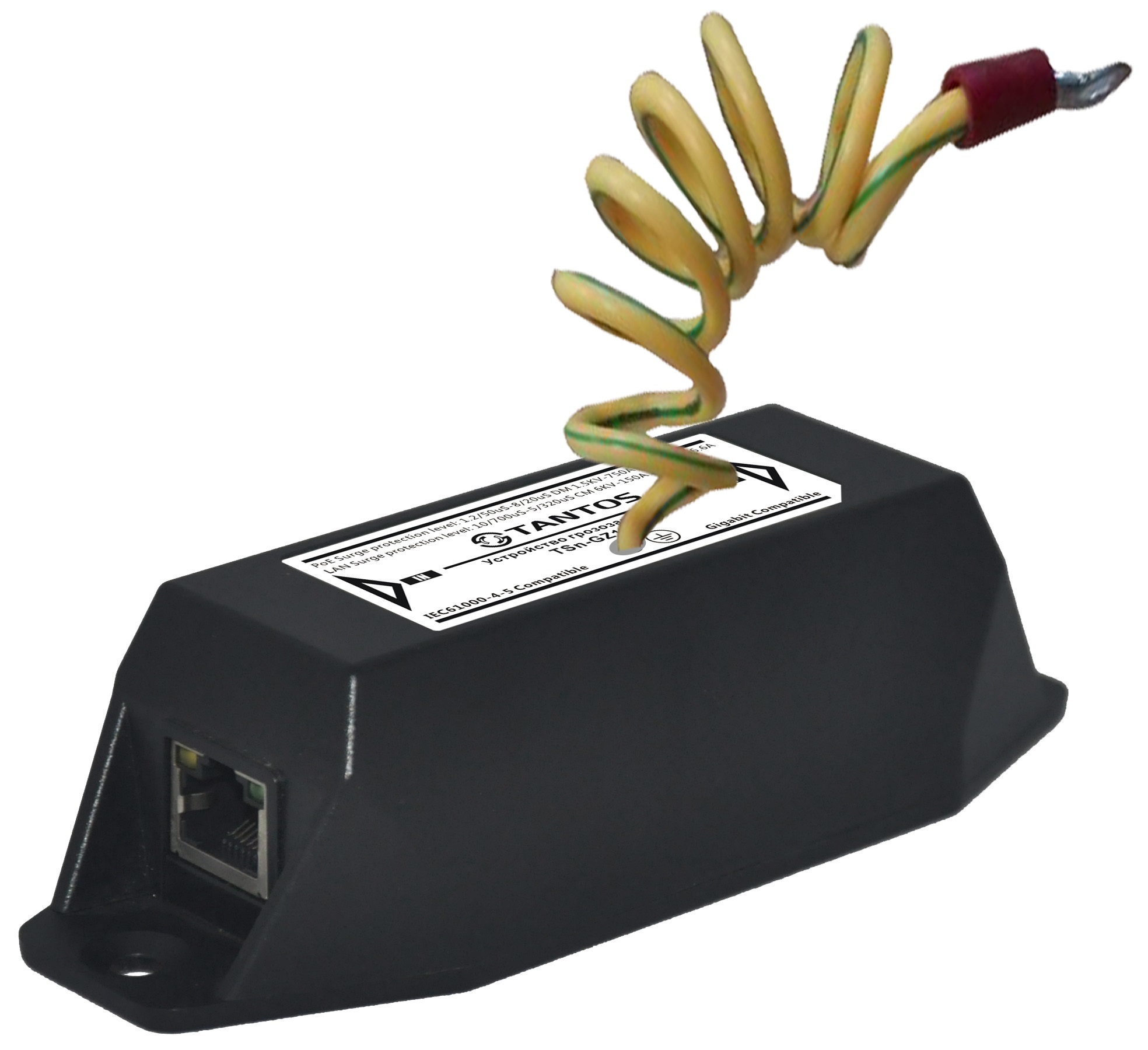 

Грозозащита Tantos TSn-GZ14PG одноканальная Gigabit Ethernet и PoE (до 4КВ), TSn-GZ14PG