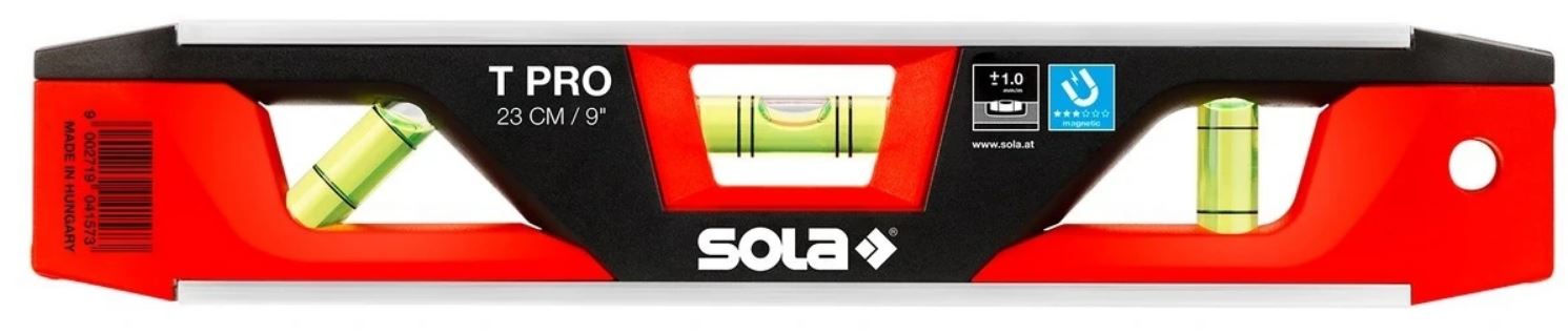 

Уровень SOLA 01430701 алюминиевый T Pro V-образный паз для труб, 2 глазка, точн. 1,00 мм/м, 01430701