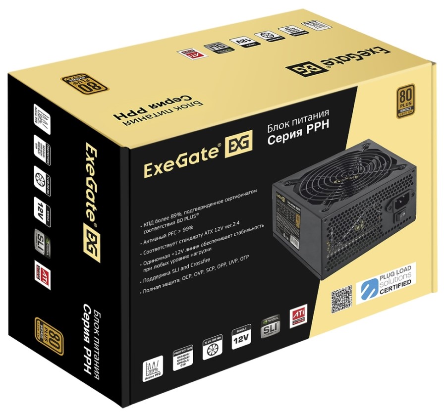 

Блок питания ATX Exegate EX292160RUS 900W, APFC, 80 PLUS Bronze, 120mm fan, EX292160RUS